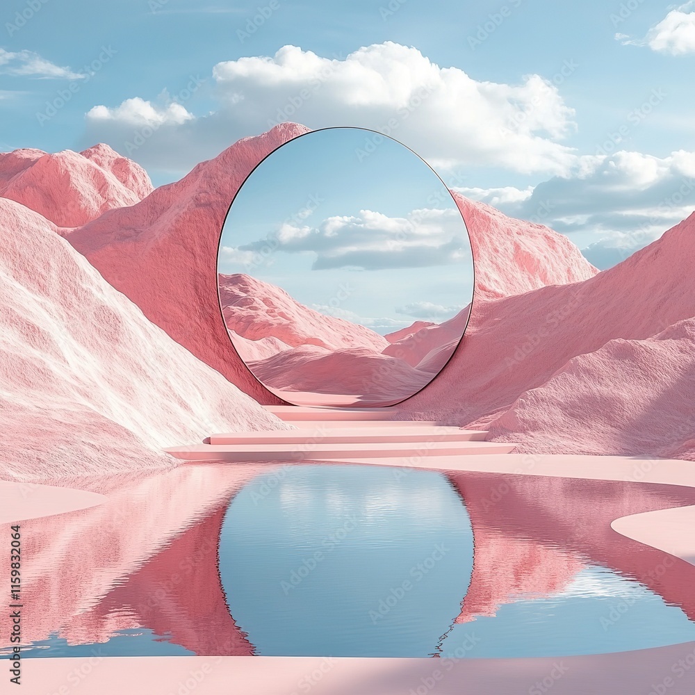 Poster surreal landscape reflection abstract nature digital art tranquil environment panoramic view visual 