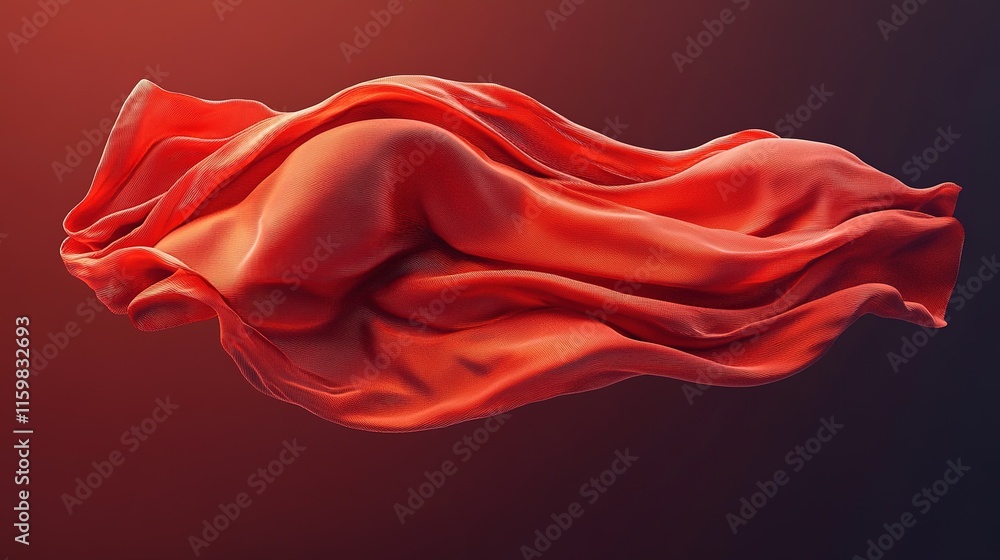 Poster dynamic movement of flowing fabric abstract art digital rendering vivid colors aesthetic design conc