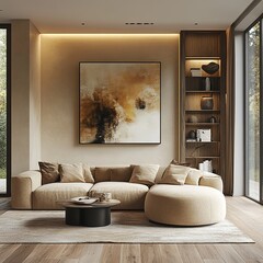 Modern living room design urban apartment interior photography cozy environment bright natural light minimalist concept