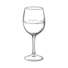Vector Hand drawn wine glass illustration. 