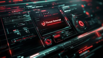 Obraz premium Advanced cybersecurity alert system identifies threats in real-time, enhancing network protection and data security with cutting-edge technology.