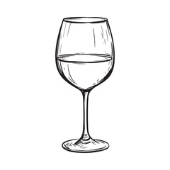 Vector Hand drawn wine glass illustration. 