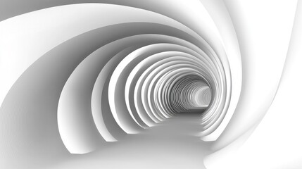 Obraz premium Abstract White Spiral Tunnel with Smooth Curves and Light Effects