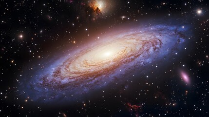 Spiral Galaxy with Surrounding Stars and Galaxies