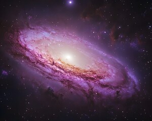 Obraz premium Spiral Galaxy with Bright Core and Starfield