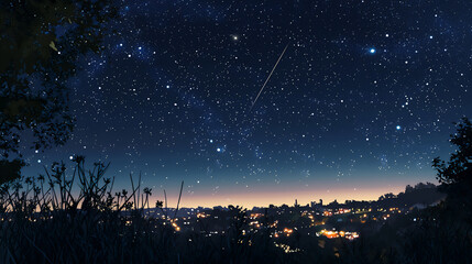 Fototapeta premium city lights and starry sky