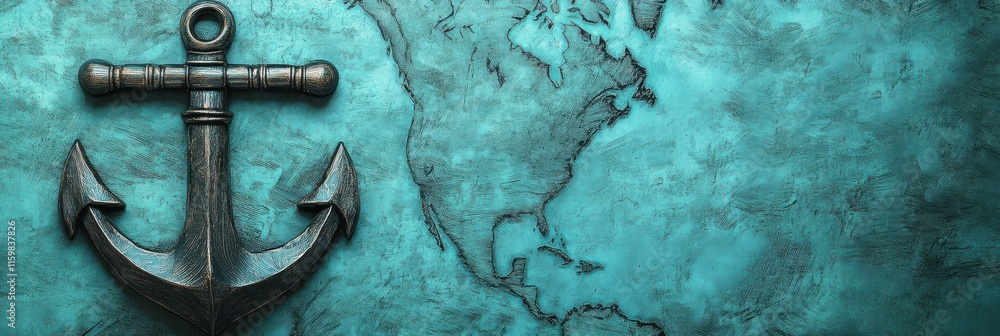 Aufkleber nautical map features anchor with ample space for additional text or designs. generative ai