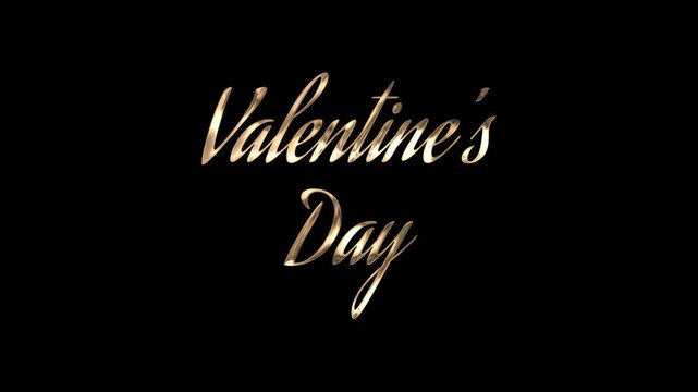 Valentine's Day Handwritten Animated Text in Gold Color. Celebrations decorations, greeting cards.