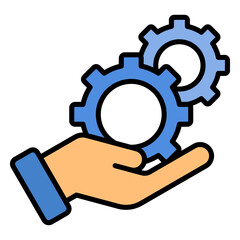 Hand With Gear Icon Element For Design