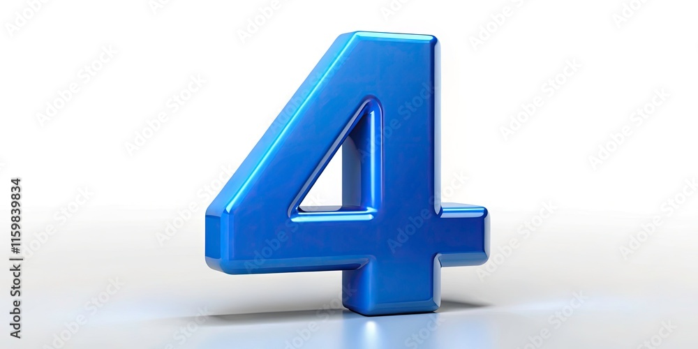 Poster isolated 3d blue number 4 with copy space for creative projects, marketing, and design uses - perfec