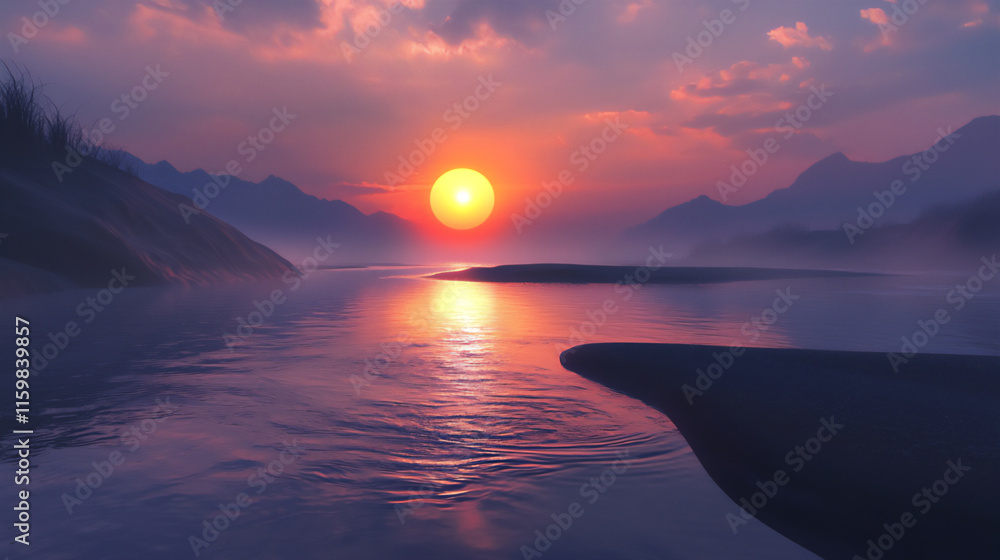 Wall mural  river sunrise