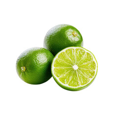 Fresh Green Lime Cut in Half Showing Juicy Segments