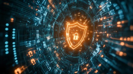 Obraz premium Digital security innovation: Explore cutting-edge cybersecurity solutions for safeguarding sensitive data against threats in today's interconnected network landscape.