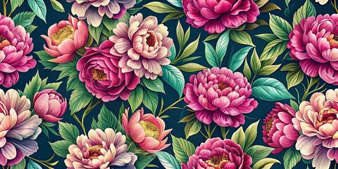 Elegant Peony Floral Pattern for Wedding Invitations - AI Art