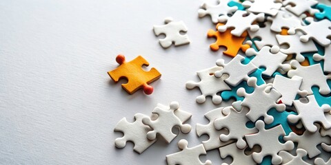 Obraz premium Minimalist Puzzle on White Background - Simple Yet Intriguing Visuals for Creative Concepts and Designs