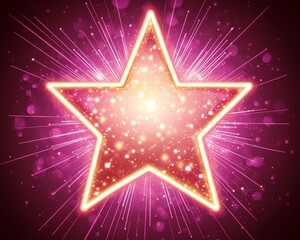 Fototapeta premium A glowing pink star with sparkling effects on a vibrant background.