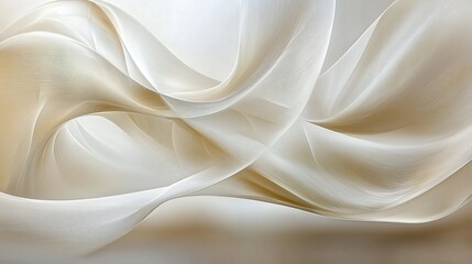 Fototapeta premium Abstract ivory fabric swirls, elegant, flowing texture.
