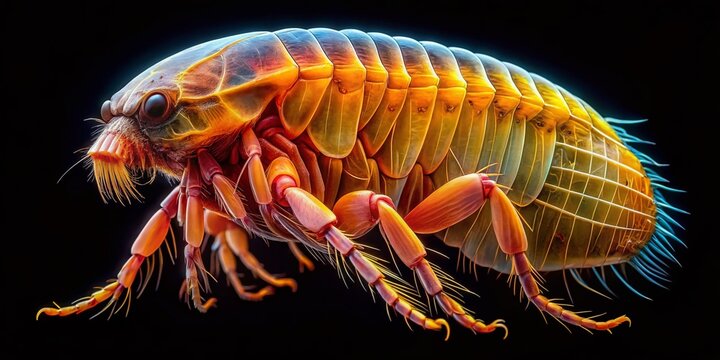 Flea Tapeworm Proglottid Close-up, Microscopic, Detailed, Realistic