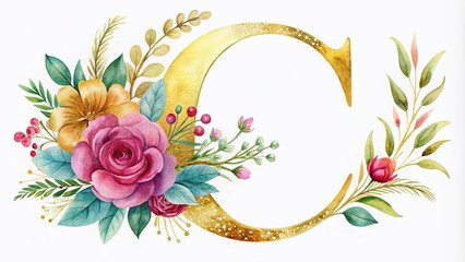 Floral Alphabet C Monogram - Wedding Invitation Design