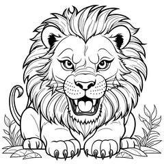 Fototapeta premium Graceful Lion Coloring Book Page in Elegant Vector Illustration