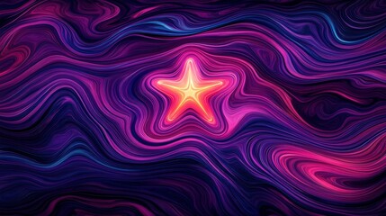 Obraz premium A vibrant, abstract design featuring a glowing star amidst swirling colors.