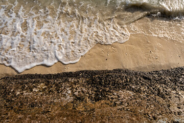Crashing Sea Waves at Shore at morning from top angle