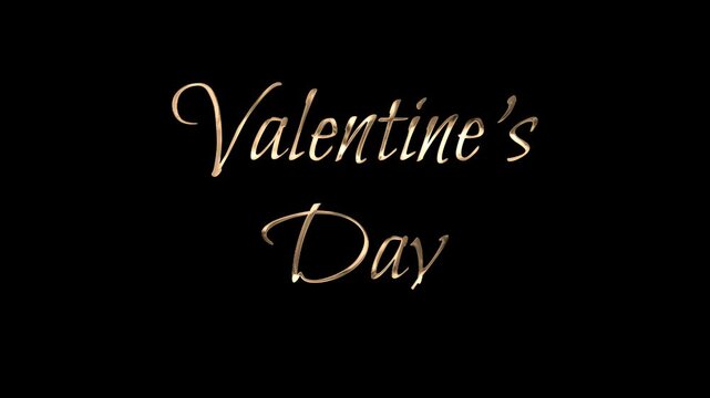Valentine's Day Handwritten Animated Text in Gold Color. suitable for Celebrations decorations, greeting cards, backdrops, cards.