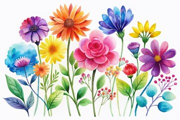 Floral Watercolor Flower Set - Greeting Card Illustration
