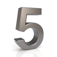 3d silver number 5, five