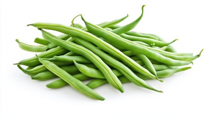Fototapeta premium Fresh Green Beans Bunch Isolated on White Background