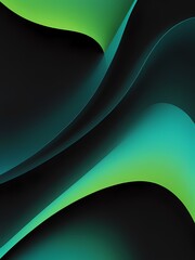 A green and black abstract background with wavy lines.