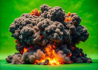 Fototapeta premium Giant Explosion VFX - Vintage Green Screen Smoke