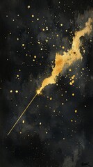 Naklejka premium Chinese New Year Watercolor Art of Golden Sparkler on Dark Background Concept of Celebration Festivity Joy and Tradition. Vertical