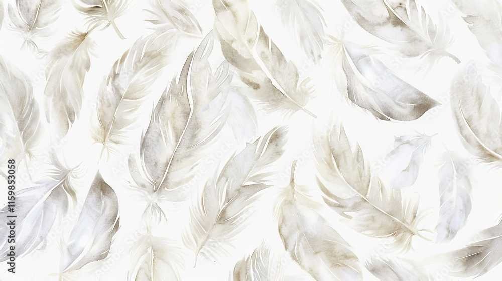 Poster elegant feather pattern on a light background perfect for textiles and wall art. abstract backdrop. 