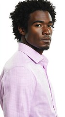 Obraz premium Confident Male Model in Pink Shirt Facing Camera