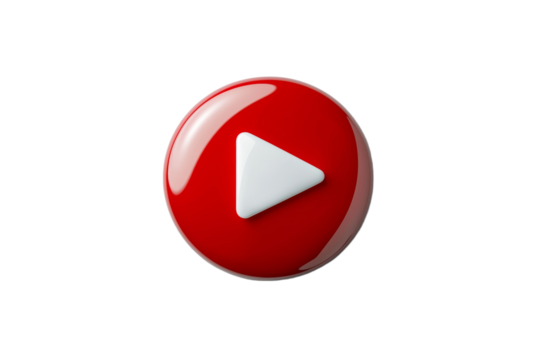 A red button with a white triangle on it