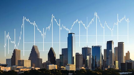 Austin Skyline and Stock Market Graph: A Visual Representation of Economic Fluctuation