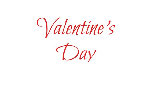 Handwritten Valentine's Day red, background white suitable for greeting cards, invitations, decorations etc.