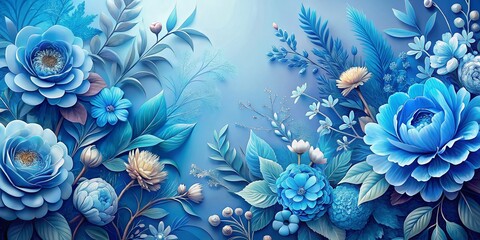 Low Light Blue Floral Invitation - AI Photo