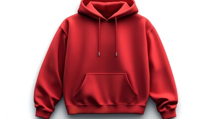 Red hoodie sweatshirt isolated on white background.