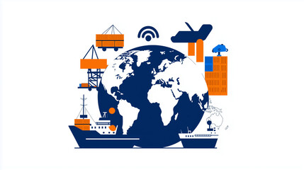 Digital Globe Highlighting Global Logistics and Supply Chains