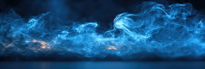 Ethereal blue smoke swirling against a dark background, creating a mystical atmosphere.