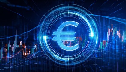 Blue circle with a euro sign in the middle