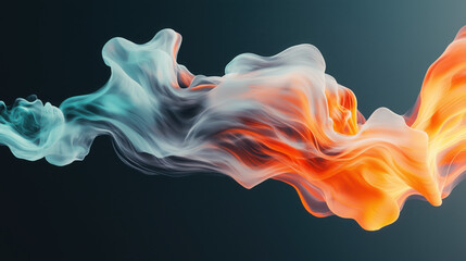 Obraz premium Abstract 3D Flowing Liquid-Like Wave Textures in Orange, Aqua, and Charcoal Gradient background wallpaper