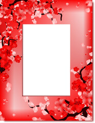Obraz premium Chinese New Year Frame Template, Plum Flowers Decoration Background.