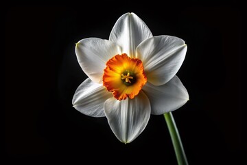 Obraz premium Narcissus Silhouette Photography AI Art, Floral Silhouette, Elegant AI Image, Nature's Beauty, Silhouette Portrait, Narcissus Flower, Black and White Silhouette