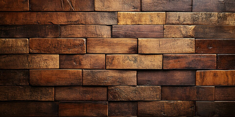 Textured Wooden Brick Wall Background with Vintage Rustic Charm : Generative AI
