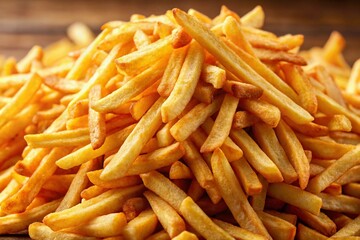 Panoramic French Fries, Crispy Stack, Delicious Food, Wide Angle, Food Photography, Heap of Fries, Golden Fries, Restaurant, Fast Food, Street Food, Gourmet Fries, Stacked Fries, Appetizer,  Potato Fr