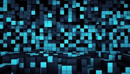 Abstract Blue and Black Cube Pattern Background