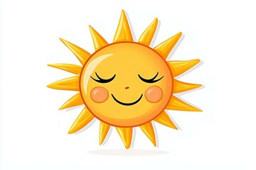 Cartoon sun with a smiling face and a pinkish eye
